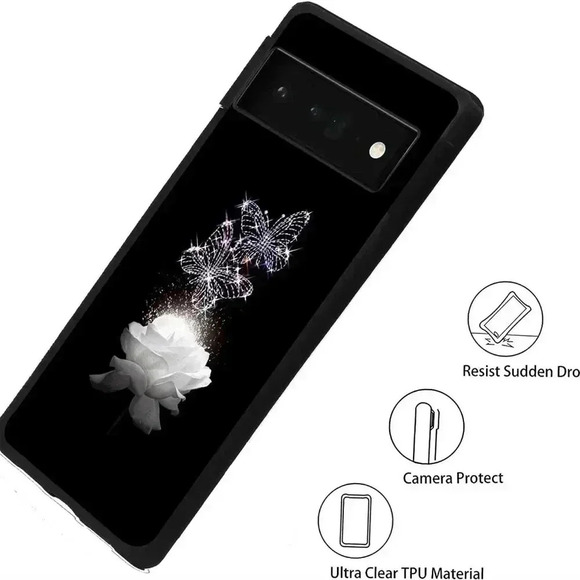 Google Pixel 6 Pro  Case-White Rose (New) - Picture 5 of 7